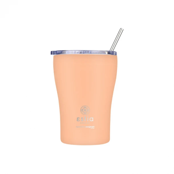 Θερμός-Ποτήρι Ανοξείδωτο Coffee Mug Peach Fuzz Save The Aegean Estia 350ml-9x13εκ. 01-23416