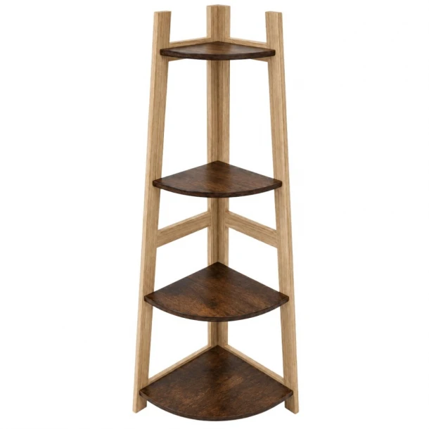 Ραφιέρα Γωνιακή Ξύλινη Mdf Με 4 Ράφια 37x37x118εκ. Μπεζ-Καφέ iliadis 94919