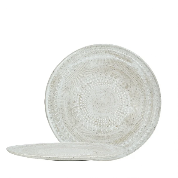 Πιατέλα Σερβιρίσματος Stoneware Ανάγλυφη Aztec White ESPIEL 30,8εκ. ZAT106K2