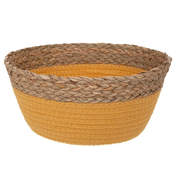 Καλάθι από Σχοινί Και Ψάθα Κίτρινο-Μπεζ iliadis 24x12εκ. 93044