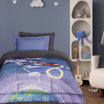Κουβερτοπάπλωμα Fleece-Sherpa Μονό 160x220εκ. Kid 4975 Blue-Grey Das Kids