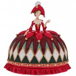 Χριστουγεννιάτικη Μπισκοτιέρα Βασίλισσα Polyresin Κόκκινη 26,5x17x26εκ. iliadis 90789