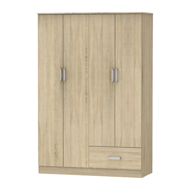 Ντουλάπα ρούχων τετράφυλλη Karter pakoworld sonoma μελαμίνης 121x48x180εκ