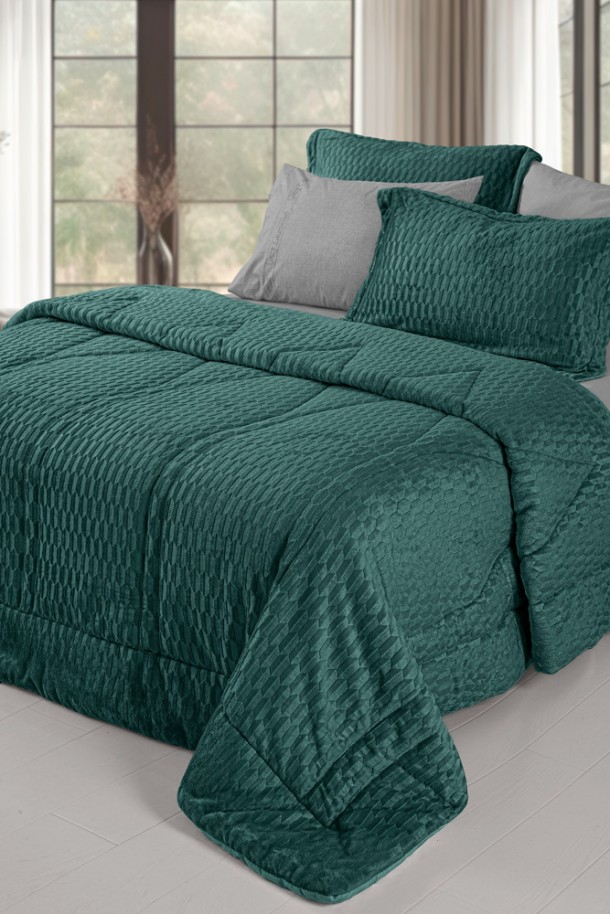 Πάπλωμα 2 Όψεων King Size 260x240εκ. Ultrasoft Καπιτονέ Gali Emerald Guy Laroche