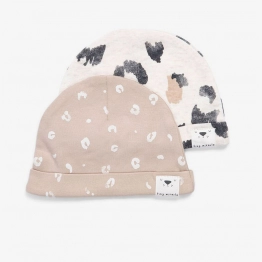 Σετ 2τμχ Σκουφάκι Βαμβακερό 0-3 Μηνών Newborn Hats Printed Cream Minene 221300045600M