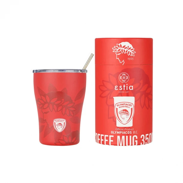Θερμός-Ποτήρι Ανοξείδωτο Coffee Mug Olympiacos BC Edition 350ml-9x13εκ. Estia 00-27230
