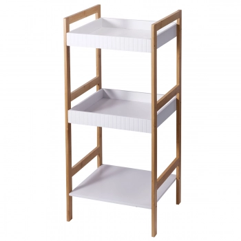 Ραφιέρα Μπάνιου Με 3 Ράφια 36x33x80εκ. Bamboo & MDF Natural-White MRShome 0010000