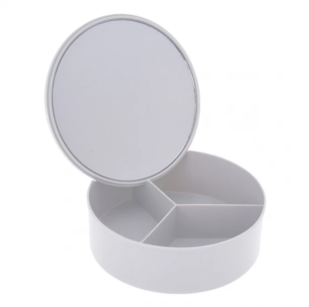 Κουτί Αποθήκευσης PP Με Καθρέπτη Φ15x5,5εκ. White MRShome 0060003