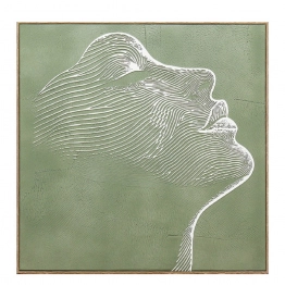 Πίνακας Χειροποίητος Σε Καμβά Mdf-Ps Plastic Πράσινος-Λευκός ESPIEL 60x3x60εκ. FAL416