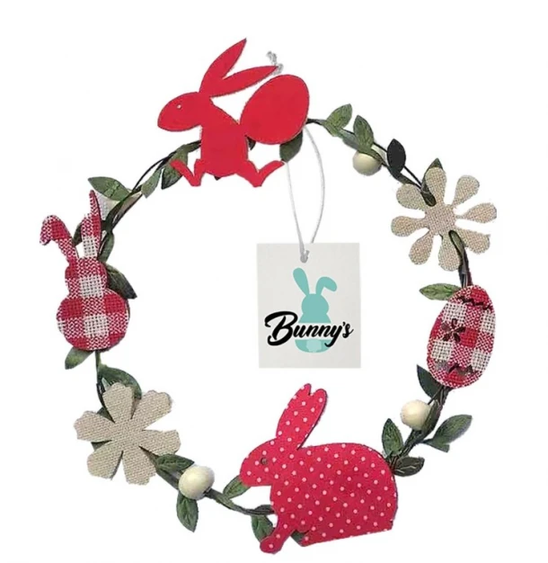 Στεφάνι Μικρό Μεταλλικό Φ16εκ. Λαγοί-Αυγά Bunny's 73-1972