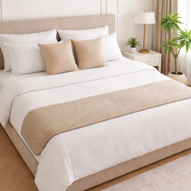 Διακοσμητικό Runner Κρεβατιού Polyester 55x250εκ. Omnia Greige Melinen 20005732