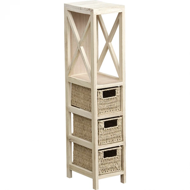 Έπιπλο MDF Με 1 Ράφι & 3 Συρτάρια Μπεζ 17x24x82εκ. MRShome 1245000