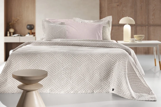 Κουβέρτα Βαμβακερή Ημίδιπλη 180x260εκ. Lupo Beige-White Guy Laroche