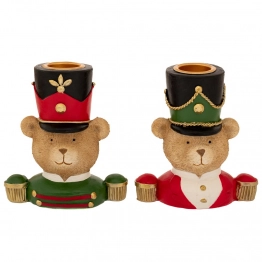 Χριστουγεννιάτικο Διακοσμητικό Αρκουδάκι Καρυοθραύστης Σετ 6τμχ Polyresin Κόκκινο-Πράσινο 8,5x5,5x9,5εκ. iliadis 90714