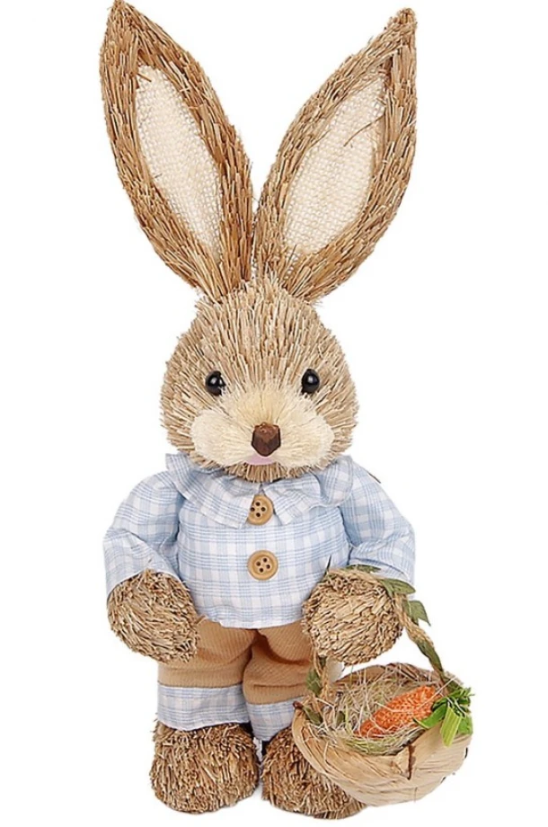 Διακοσμητικός Λαγός Όρθιος Ψάθινος 13x10x33εκ. Bunny's 73-2163