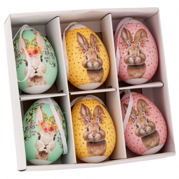 Σετ 6τμχ Αυγά Κρεμαστά Πλαστικά Με Σχέδια 4x6εκ. iliadis 92459