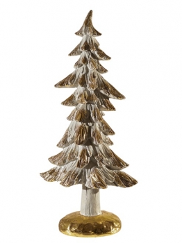 Χριστουγεννιάτικο Διακοσμητικό Δέντρο Polyester Λευκό-Χρυσό 17x9x38εκ. Zen Collection 25.41.51879