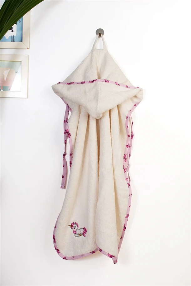 Κάπα Με Κέντημα Bebe 75x85εκ. Unicorn 189 Ecru-Pink Dimcol