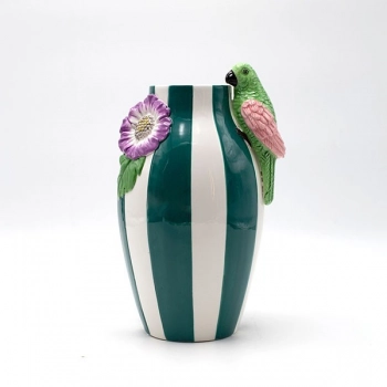 Βάζο Κεραμικό Παπαγάλος Λευκό-Πράσινο 15x13,8x26εκ. ESTHETI 819-00582