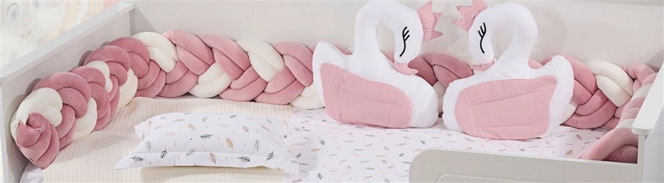 Πάντα Κούνιας Πλεξούδα Polyester 220εκ. Velvet 20 White-Pink DimCol