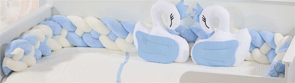 Πάντα Κούνιας Πλεξούδα Polyester 220εκ. Wellsoft 45 White-Sky Blue DimCol