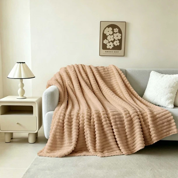 Κουβέρτα Faux Fur Καναπέ 100x150εκ. Persa Beige Melinen 20006616
