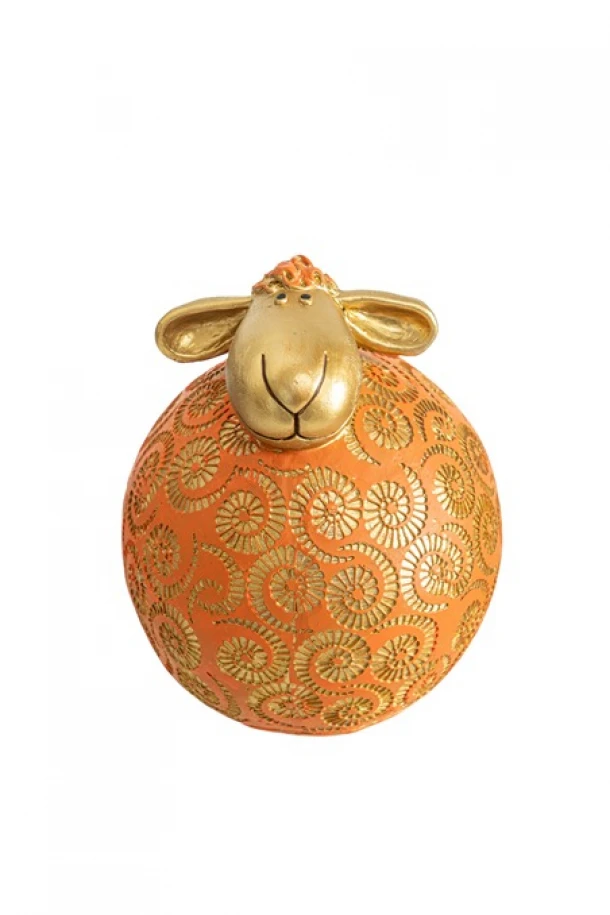 Διακοσμητικό Πασχαλινό Πρόβατο Polyester Πορτοκαλί-Χρυσό 13x11x12,5εκ. Zen Collection 26.7.52590
