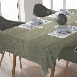 Σετ 2τμχ Τραπεζομάντηλο & Runner Polycotton Αλέκιαστο 140x140εκ.-40x140εκ. Panama Olive DimCol