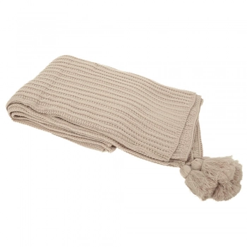 Ριχτάρι Πλεκτό Κρεμ Με Φούντες 130x170εκ. iliadis 91732