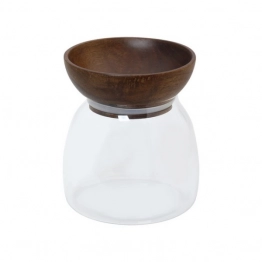 Δοχείο Κουζίνας Γυάλινο-Ξύλινο Ακακίας Candy Box 11,3x13,6εκ. Cryspo Trio 65.000.223