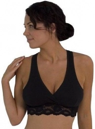 Δαντελένιο Σουτιέν Θηλασμού Κρουαζέ Βαμβακερό Organic Μαύρο Small Carriwell CW2510