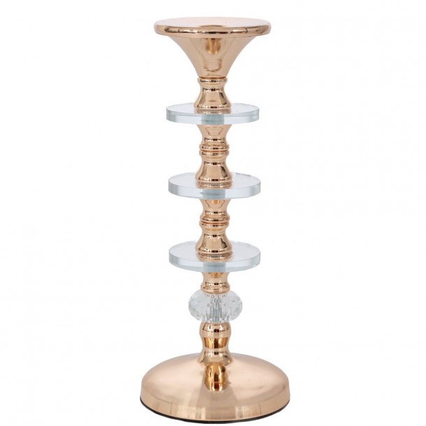 Κηροπήγιο Μεταλλικό-Ακρυλικό Χρυσό 11x29εκ. iliadis 91769