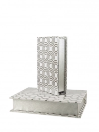 Κουτί Βιβλίο Σετ 2τμχ Λευκό-Ασημί 31,5x22,5x6,5εκ.-26,5x17,5x5εκ. Zen Collection 25.20.51610