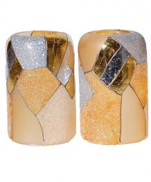 Κηροπήγιο Ρεσώ Σετ 2τμχ Γυάλινο Μελί-Χρυσό-Ασημί Royal Art 11εκ. FOR6/3194/2