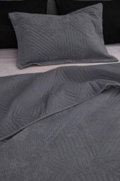 Κουβερλί Velvet Polyester Υπέρδιπλο 220x240εκ. Dizza Grey Palamaiki