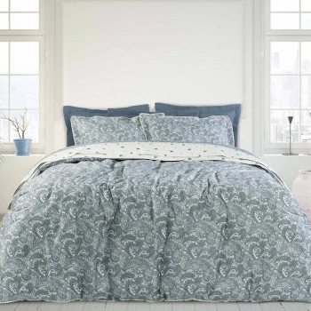 Κουβερλί Βαμβακοσατέν Υπέρδιπλο 220x240εκ. Prestige 1670 Γαλάζιο-Κίτρινο-Λευκό Das Home