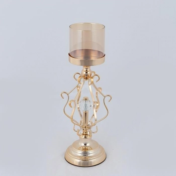 Κηροπήγιο Μεταλλικό Χρυσό 15x32εκ. ESTHETI 752-24093