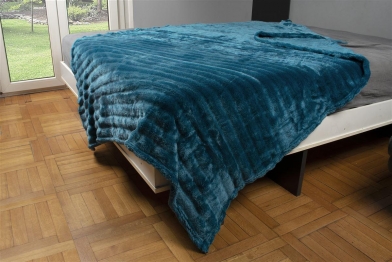 Κουβέρτα Coral Fleece Polyester Μονή 160x220εκ. Ριγέ 13 Petrol DimCol