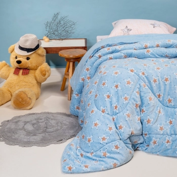 Κουβερτοπάπλωμα Flannel-Sherpa Παιδικό Μονό 160x220εκ. Mini Stars Boy Γαλάζιο Melinen 2000047102