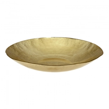 Φρουτιέρα Γυάλινη Με Φύλλα Χρυσού 30x5εκ. Kronos Oro CRYSPO TRIO 80.510.06