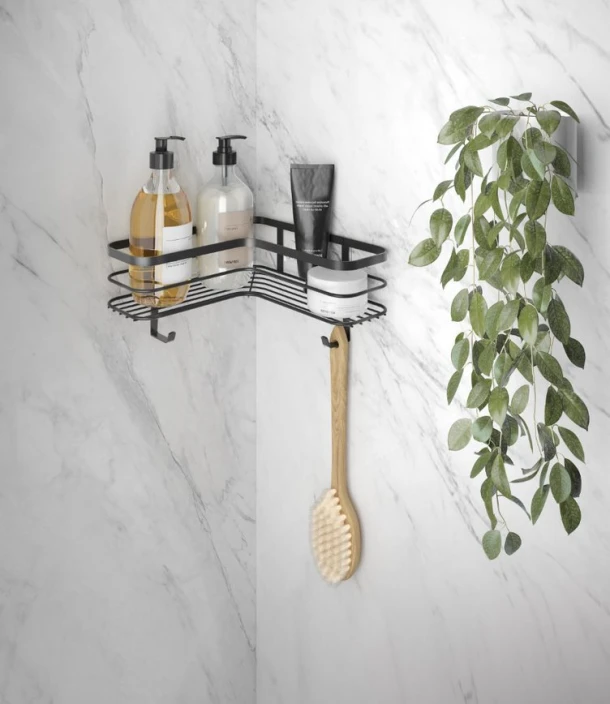 Εταζέρα Γωνιακή Μεταλλική Μαύρη Origin Lava Touch 21x21x13εκ. Metaltex 16-401144