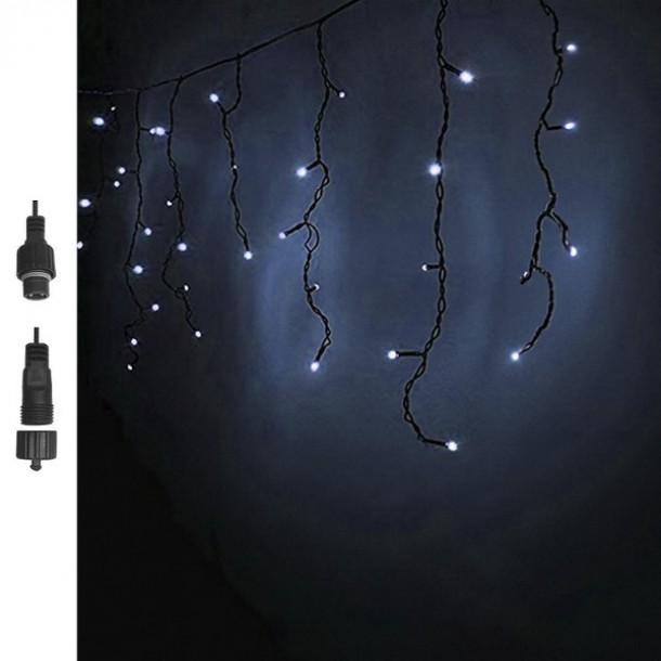 Λαμπάκια-Βροχή 100Led-110x80εκ. Ψυχρό Λευκό Φως Επεκτεινόμενα Με Πρόγραμμα Xmas fest 93-3481