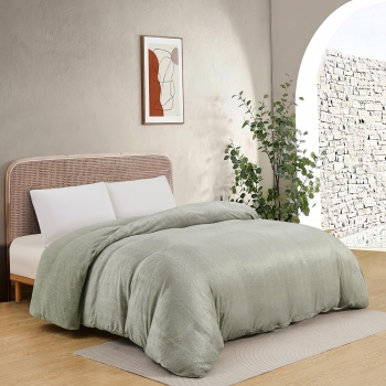 Παπλωματοθήκη Flannel-Sherpa Υπέρδιπλη 225x245εκ. Shelby Soft Olive Melinen 20004985