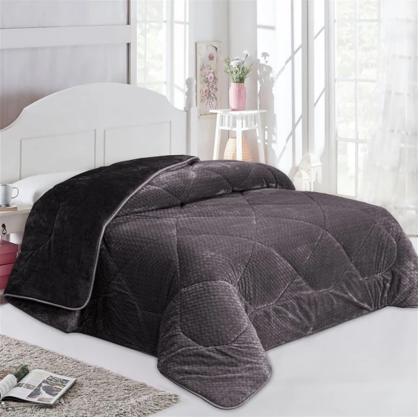 Κουβερτοπάπλωμα Jacquard Waves-Fleece Μονό 160x220εκ. 1960 Grey-Black DimCol