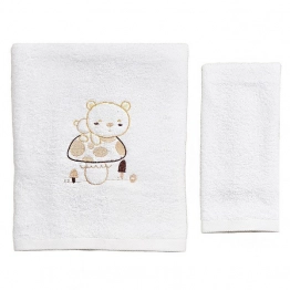 Σετ Πετσέτες 2τμχ Μπεμπέ Βαμβακερές Bear Εκρού 50233
