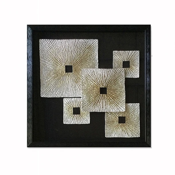 Πίνακας Γυάλινος-Ξύλινος Μαύρος-Σαμπανί 60x60εκ. Art Et Lumiere 90131