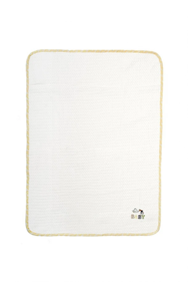 Κουβέρτα Πικέ Κούνιας 100x160εκ. Με Κέντημα Stork 193 White-Yellow DimCol