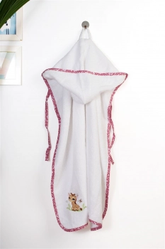 Κάπα Με Κέντημα Bebe 75x85εκ. Giraffe 172 White-Pink Dimcol