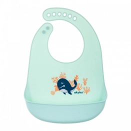 Σαλιάρα Σιλικόνης Mε Τσεπάκι Φάλαινα akuku A0505