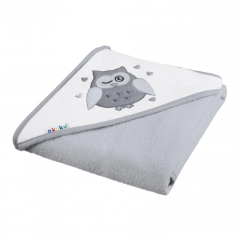 Κάπα Βαμβακερή-Terry 100x100εκ. Κουκουβάγια Γκρι akuku A1248
